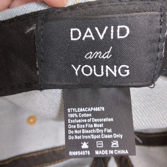 David And Young Distressed Denim Baseball Hat Cap Rose Embroidery Adjustable - Picture 7 of 8